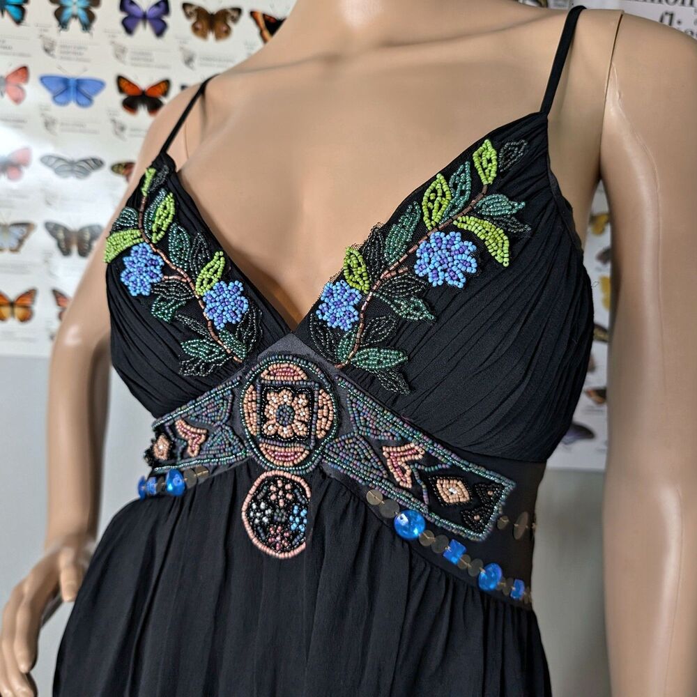 Vintage y2k Sue Wong Mini Dress Silk Fairycore Bubble Hem Whimsigoth Size 8P